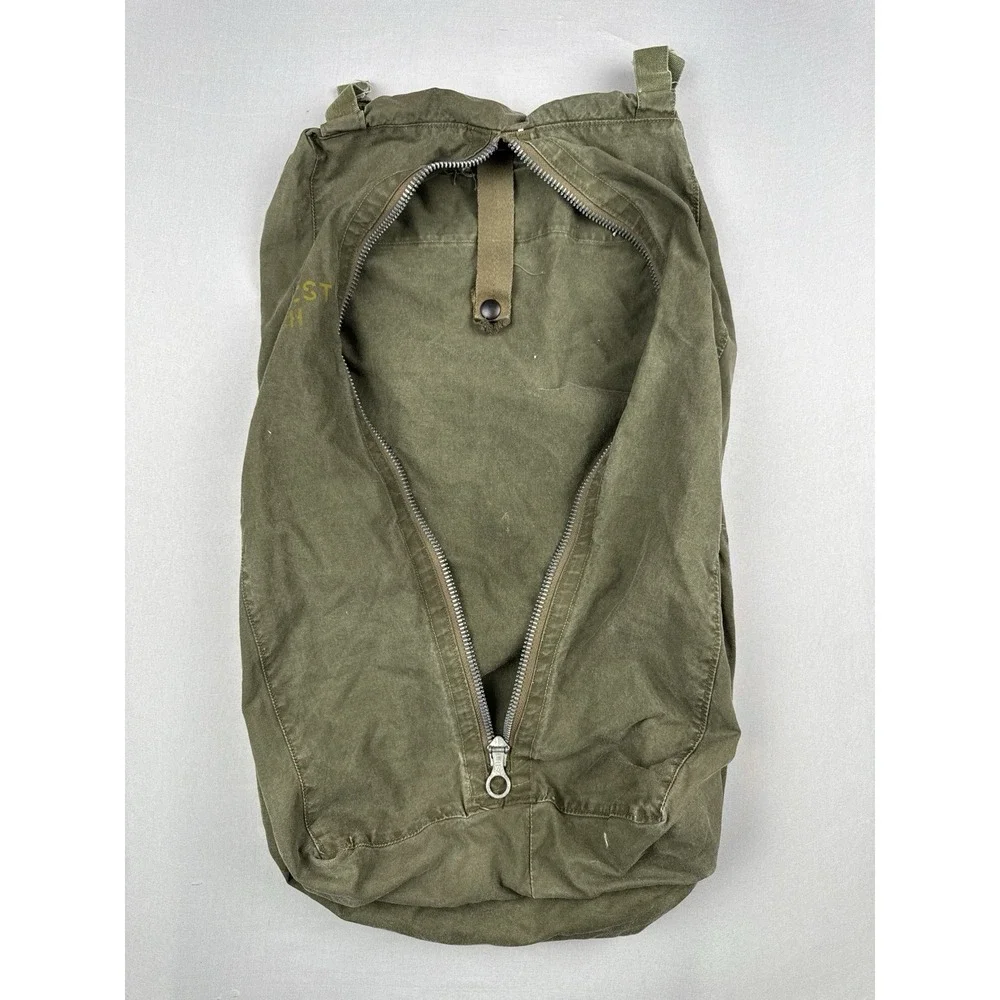 Vintage US Military Mae West Life Preserver Carry Bag 1950s 1960s Olive Drab USA